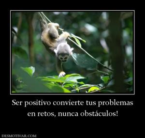 Ser positivo convierte tus problemas en retos, nunca obstáculos!