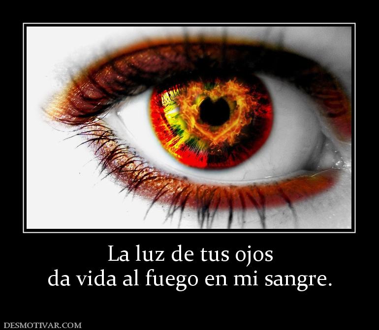 La luz de tus ojos da vida al fuego en mi sangre.