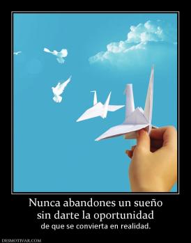 Nunca abandones un sueño sin darte la oportunidad  de que se convierta en realidad.