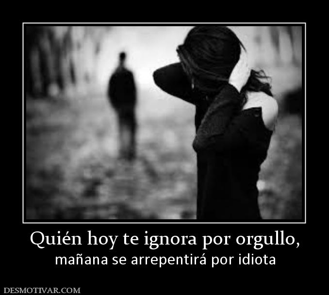 Quién hoy te ignora por orgullo, mañana se arrepentirá por idiota