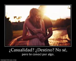 ¿Casualidad? ¿Destino? No sé, pero te conocí por algo.