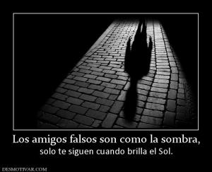 Los amigos falsos son como la sombra, solo te siguen cuando brilla el Sol.