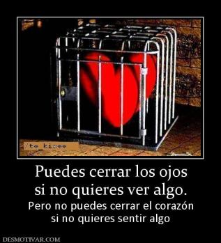 Puedes cerrar los ojos si no quieres ver algo. Pero no puedes cerrar el corazón si no quieres sentir algo