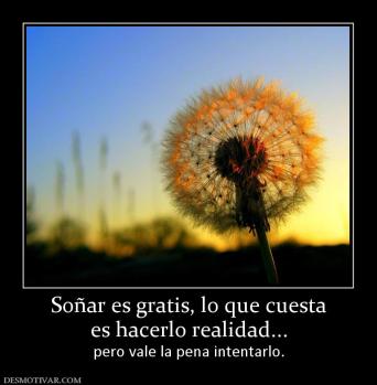 Soñar es gratis, lo que cuesta es hacerlo realidad... pero vale la pena intentarlo.