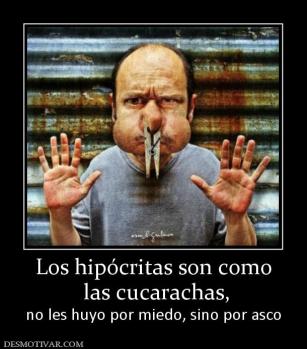 Los hipócritas son como  las cucarachas, no les huyo por miedo, sino por asco