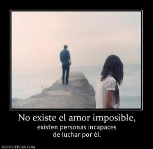 No existe el amor imposible, existen personas incapaces de luchar por él.