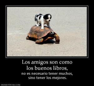 Los amigos son como los buenos libros,  no es necesario tener muchos,  sino tener los mejores.