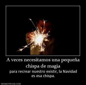 A veces necesitamos una pequeña chispa de magia para recrear nuestro existir, la Navidad es esa chispa.