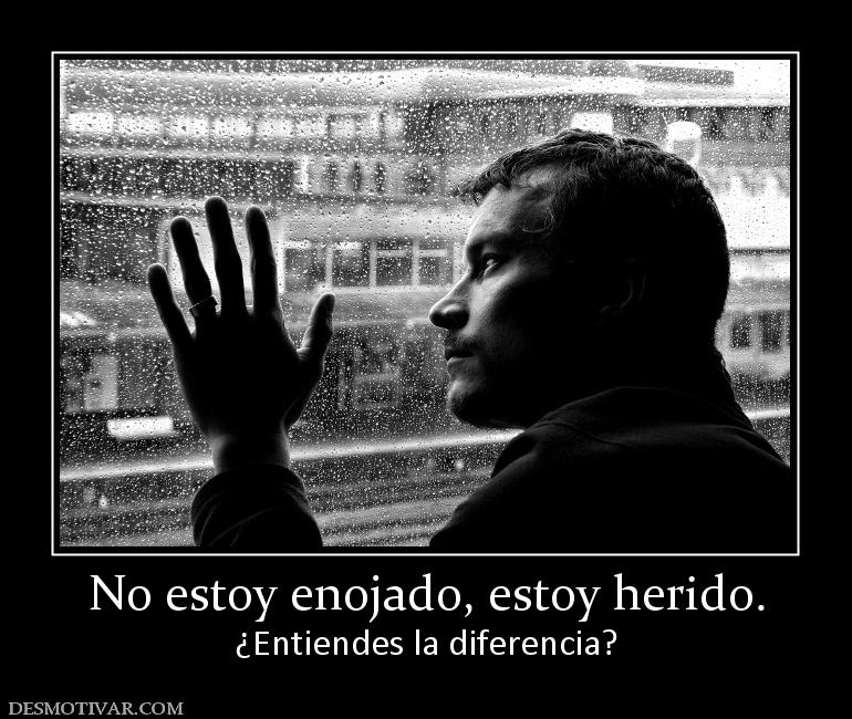 No estoy enojado, estoy herido. ¿Entiendes la diferencia?