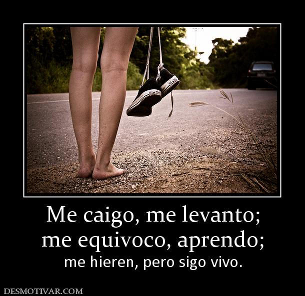 Me caigo, me levanto; me equivoco, aprendo;  me hieren, pero sigo vivo.