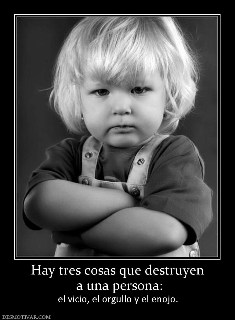 Hay tres cosas que destruyen  a una persona:  el vicio, el orgullo y el enojo.