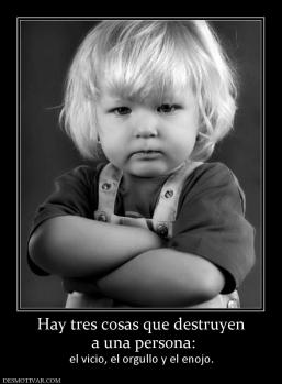 Hay tres cosas que destruyen  a una persona:  el vicio, el orgullo y el enojo.