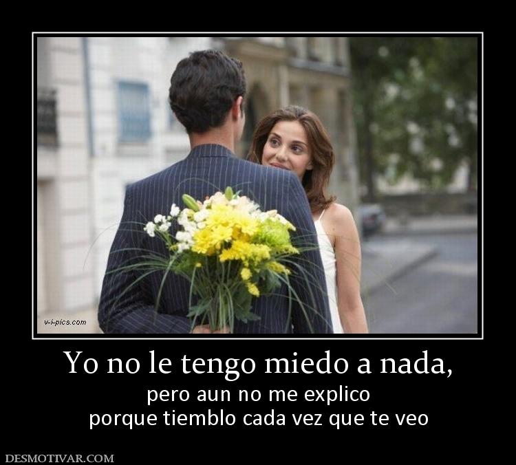 Yo no le tengo miedo a nada, pero aun no me explico porque tiemblo cada vez que te veo