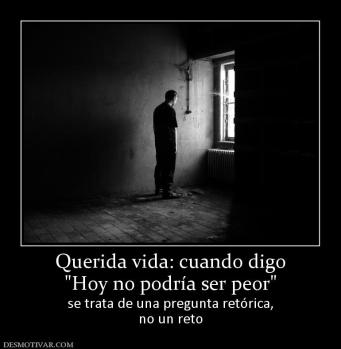 Querida vida: cuando digo se trata de una pregunta retórica, no un reto