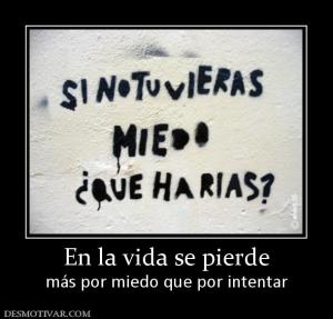 En la vida se pierde más por miedo que por intentar