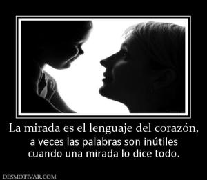 La mirada es el lenguaje del corazón, a veces las palabras son inútiles cuando una mirada lo dice todo.