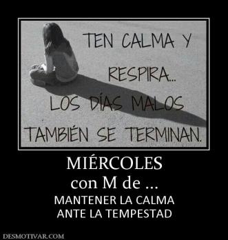MIÉRCOLES con M de ... MANTENER LA CALMA ANTE LA TEMPESTAD