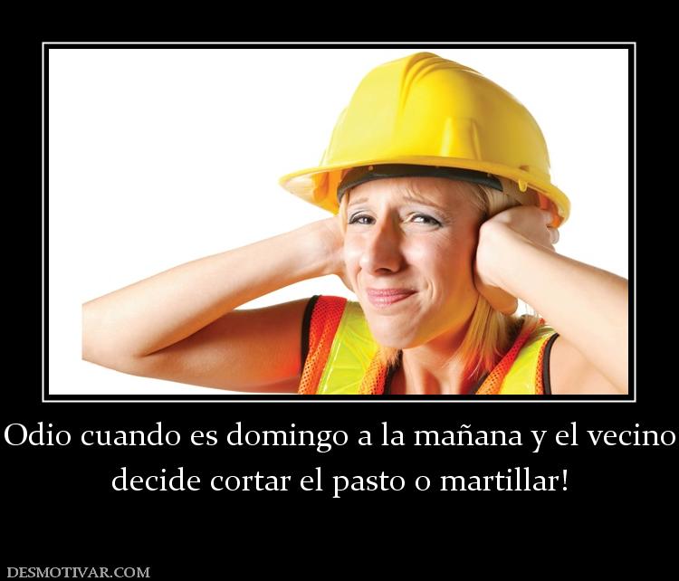 Odio cuando es domingo a la mañana y e decide cortar el pasto o martillar!