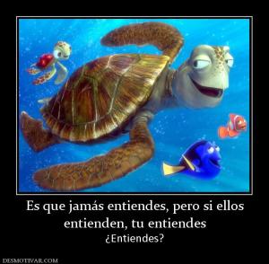 Es que jamás entiendes, pero si ellos entienden, tu entiendes ¿Entiendes?