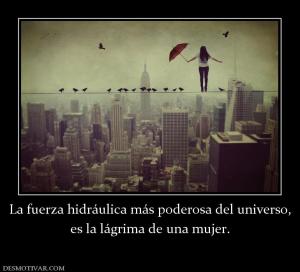 La fuerza hidráulica más poderosa del  es la lágrima de una mujer.