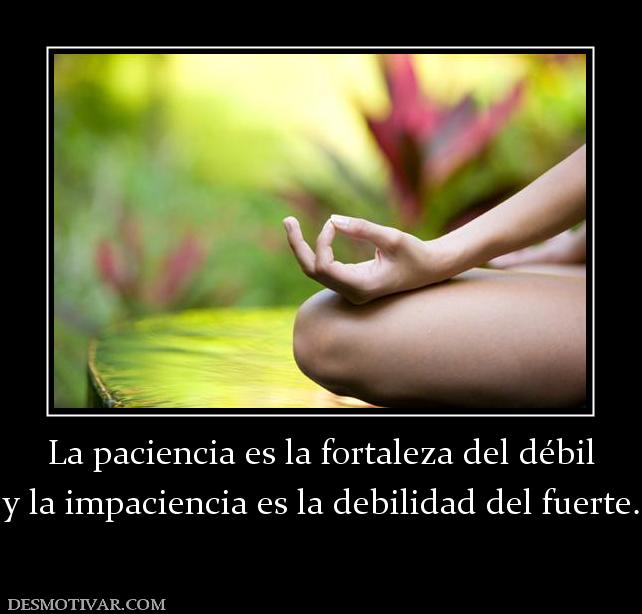 La paciencia es la fortaleza del débil y la impaciencia es la debilidad del fuerte.