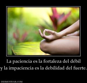 La paciencia es la fortaleza del débil y la impaciencia es la debilidad del fuerte.