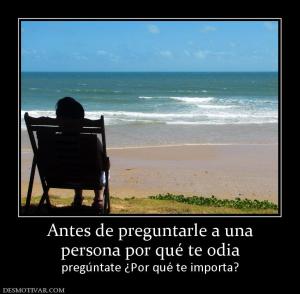 Antes de preguntarle a una persona por qué te odia pregúntate ¿Por qué te importa?