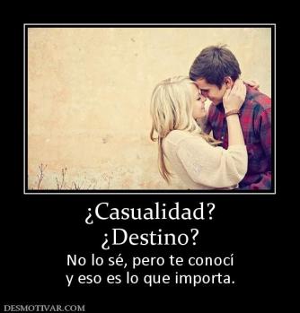 ¿Casualidad? ¿Destino? No lo sé, pero te conocí y eso es lo que importa.