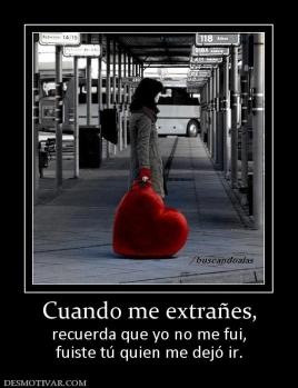 Cuando me extrañes, recuerda que yo no me fui, fuiste tú quien me dejó ir.