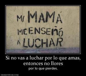 Si no vas a luchar por lo que amas, entonces no llores por lo que pierdes.
