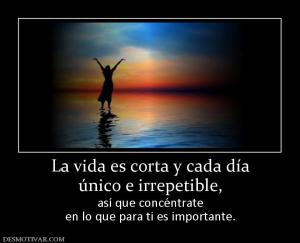 La vida es corta y cada día único e irrepetible, así que concéntrate en lo que para ti es importante.