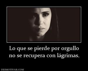 Lo que se pierde por orgullo no se recupera con lágrimas.