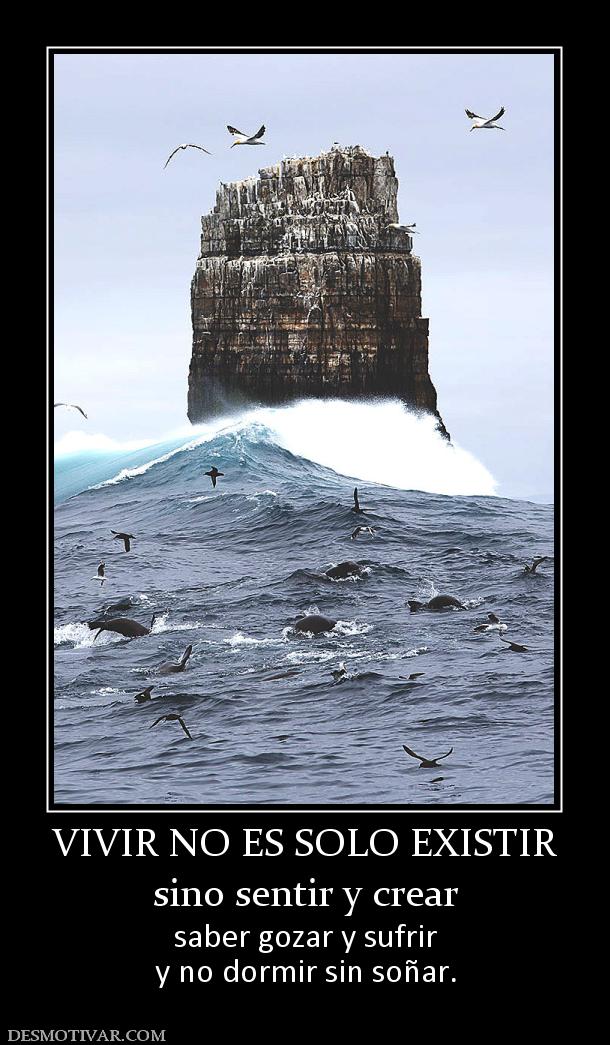 VIVIR NO ES SOLO EXISTIR sino sentir y crear saber gozar y sufrir y no dormir sin soñar.