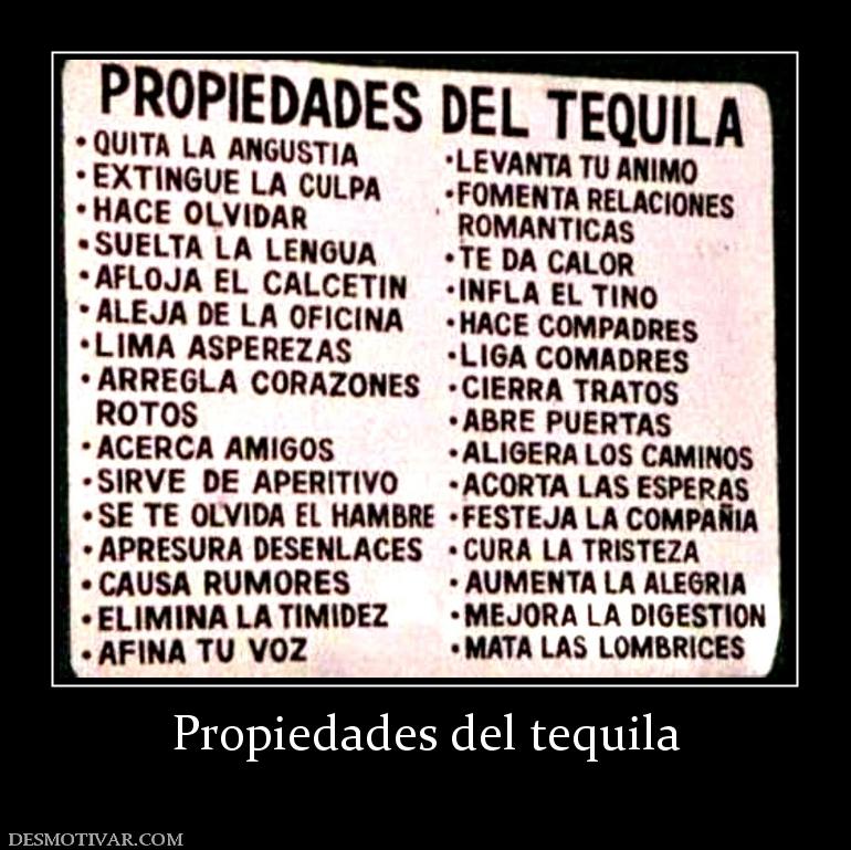 Propiedades del tequila