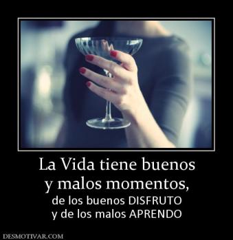 La Vida tiene buenos y malos momentos, de los buenos DISFRUTO y de los malos APRENDO