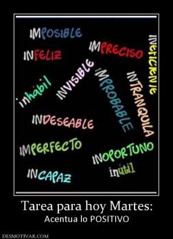Tarea para hoy Martes: Acentua lo POSITIVO