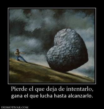 Pierde el que deja de intentarlo, gana el que lucha hasta alcanzarlo.