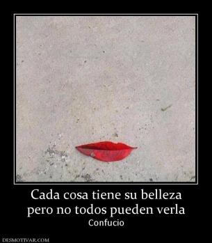Cada cosa tiene su belleza pero no todos pueden verla Confucio