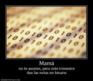 Mamá no te asustes, pero este trimestre dan las notas en binario