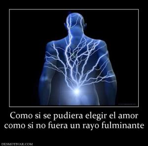 Como si se pudiera elegir el amor como si no fuera un rayo fulminante