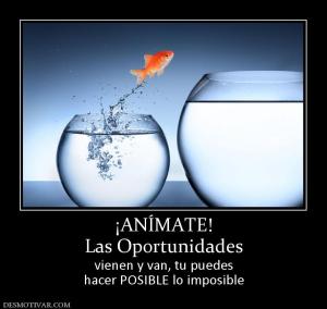 ¡ANÍMATE! Las Oportunidades vienen y van, tu puedes hacer POSIBLE lo imposible
