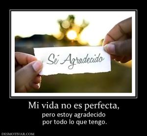 Mi vida no es perfecta, pero estoy agradecido  por todo lo que tengo.