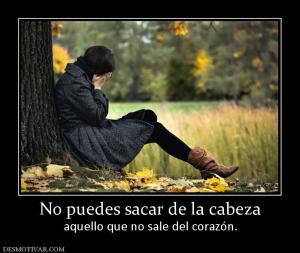No puedes sacar de la cabeza aquello que no sale del corazón.