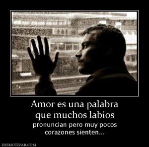 Amor es una palabra que muchos labios pronuncian pero muy pocos corazones sienten...