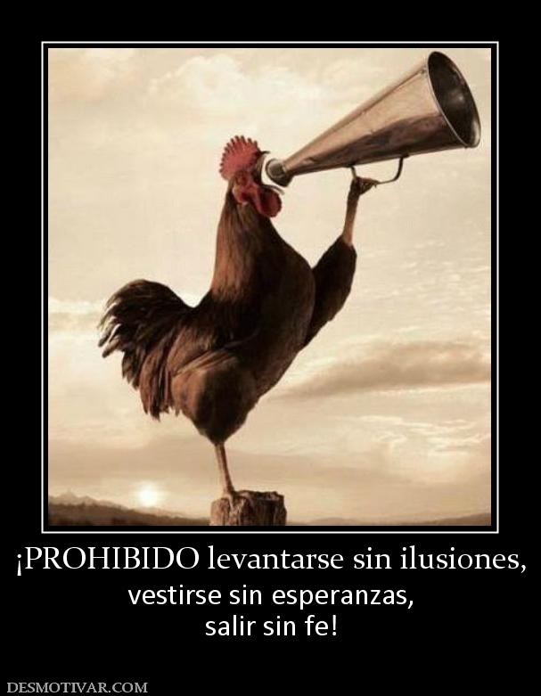 ¡PROHIBIDO levantarse sin ilusiones, vestirse sin esperanzas, salir sin fe!