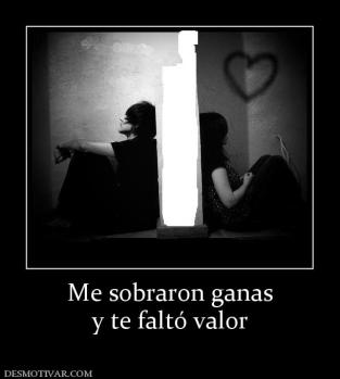 Me sobraron ganas y te faltó valor