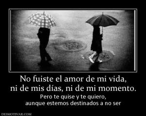 No fuiste el amor de mi vida, ni de mis días, ni de mi momento. Pero te quise y te quiero, aunque estemos destinados a no ser