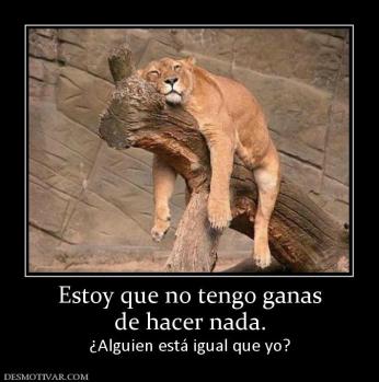 Estoy que no tengo ganas de hacer nada. ¿Alguien está igual que yo?