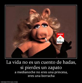La vida no es un cuento de hadas, si pierdes un zapato  a medianoche no eres una princesa, eres una borracha