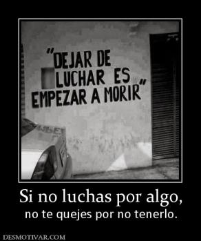 Si no luchas por algo, no te quejes por no tenerlo.